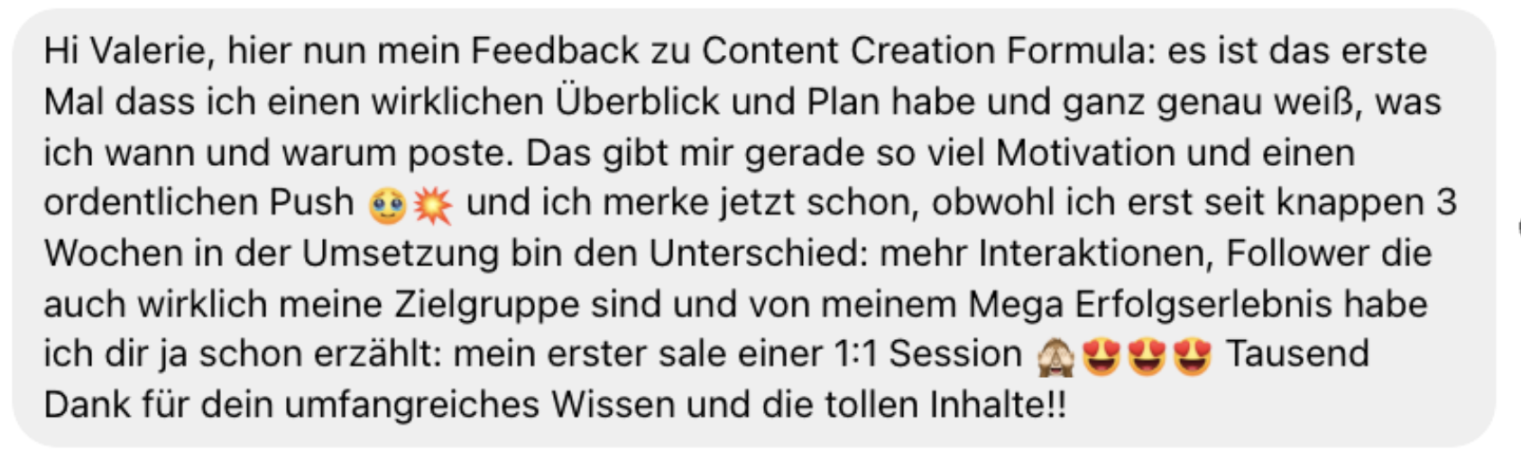 WhatsApp Feedback zu Content Creation Formula